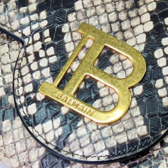 Balmain B-Buzz Snakeskin-Embossed Leather Gold Chain Clutch Wallet (MSRP $1,095) - Picture 4 of 16